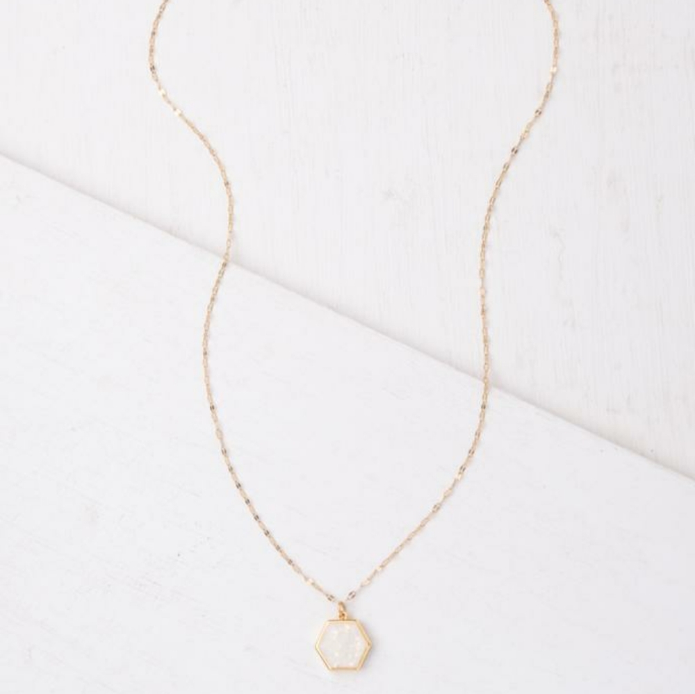 💙GLISTEN GEOMETRIC OPAL PENDANT NECKLACE - Picture 4 of 4